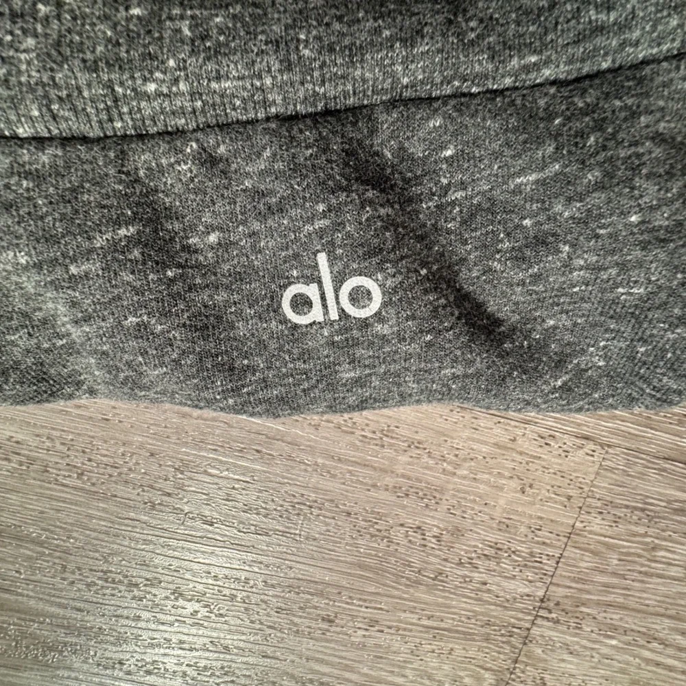 Alo Yoga Sweater Womens Small Gray Heathered Haze Funnel Neck Pullover Knit